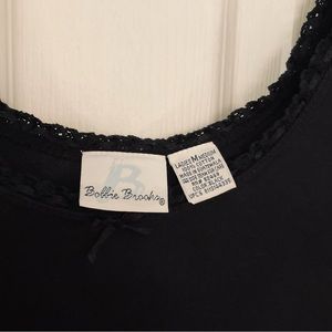 100% cotton tank w Ribbon threaded thru lace trim round neckline, feminine comfy